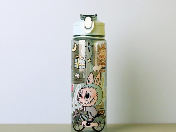 New Products 2025 Children's Cartoon Transparent Pop-up Lid Straw Water Cup Anti-drop Water Bottle Space Cup 750ml